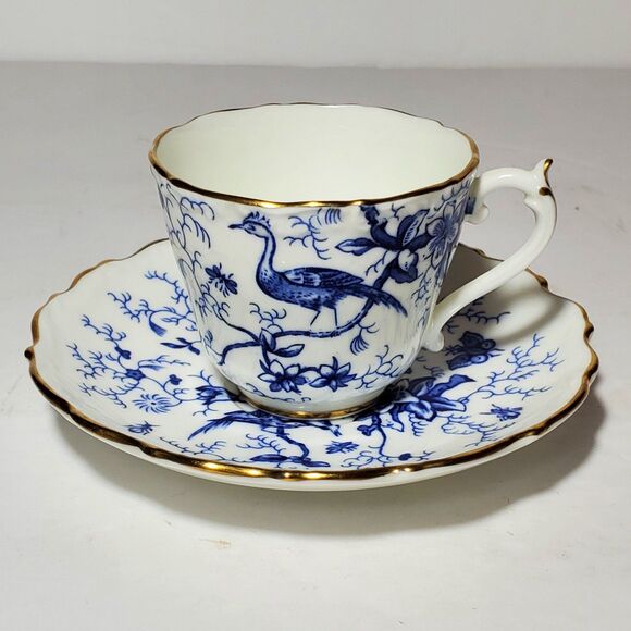 Coalport Demitasse (Small) Cup and Saucer Cairo Blue Birds - Picture 1 of 10